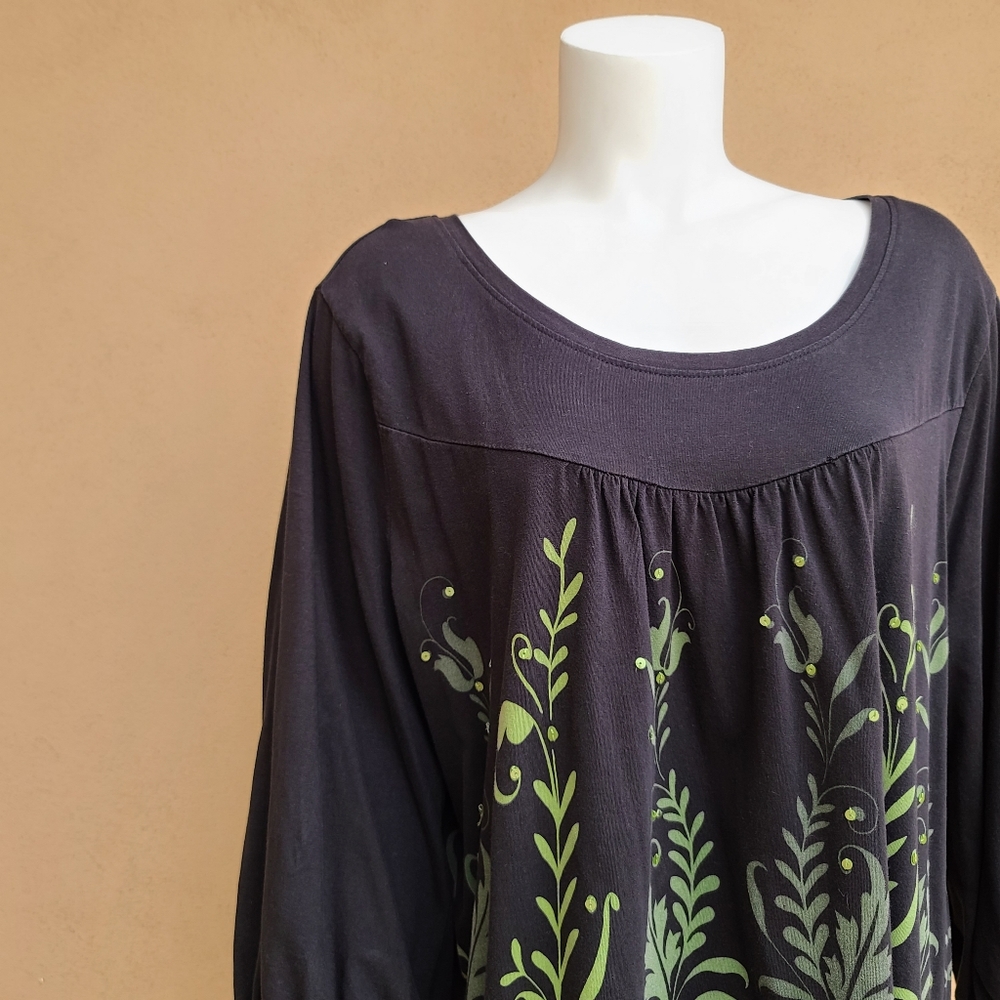 STYLE & CO Peasant Top 2x Tunic Knit Shirt Plus 2X Sleeves 3/4 Sleeve - Picture 13 of 15